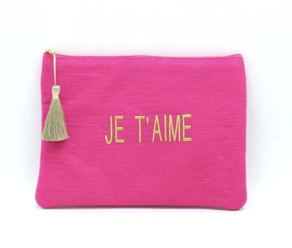 Pochette en gaze de coton pour femme avec écrit « JE T’AIME »