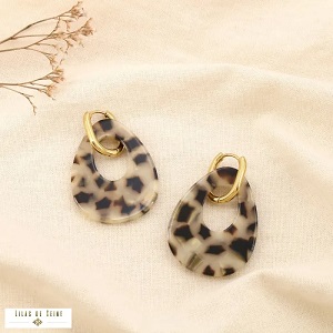 Boucles d’oreilles léopard en résine et acier inoxydable